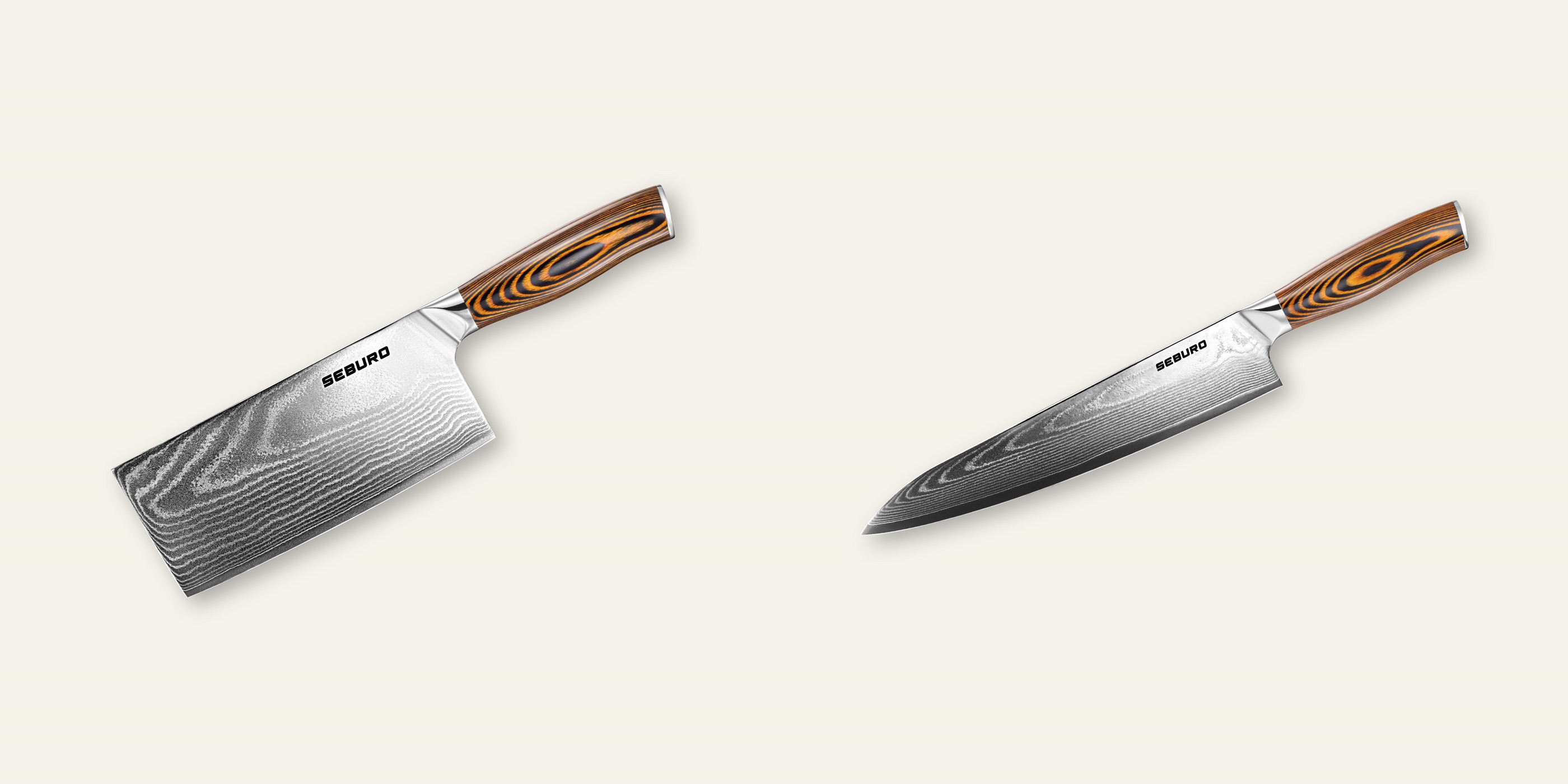 AKCIA 1+1 Sekáček Seburo SUBAJA Damascus 180mm + Šéfkucharský nôž Seburo SUBAJA Damascus 250mm