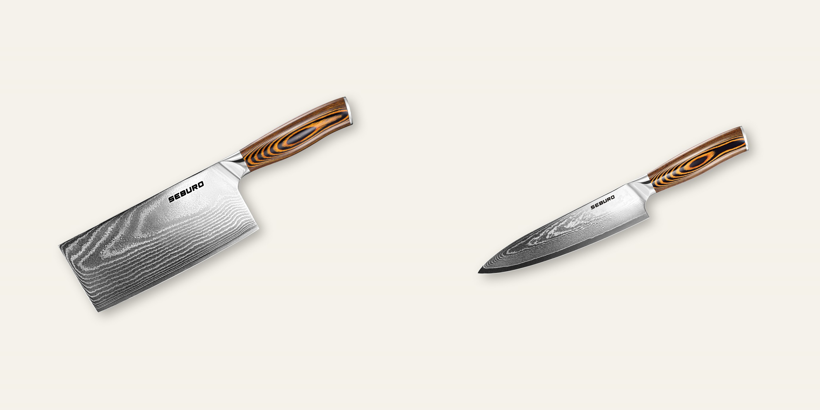AKCIA 1+1 Sekáček Seburo SUBAJA Damascus 180mm + Šéfkucharský nôž Seburo SUBAJA Damascus 200mm
