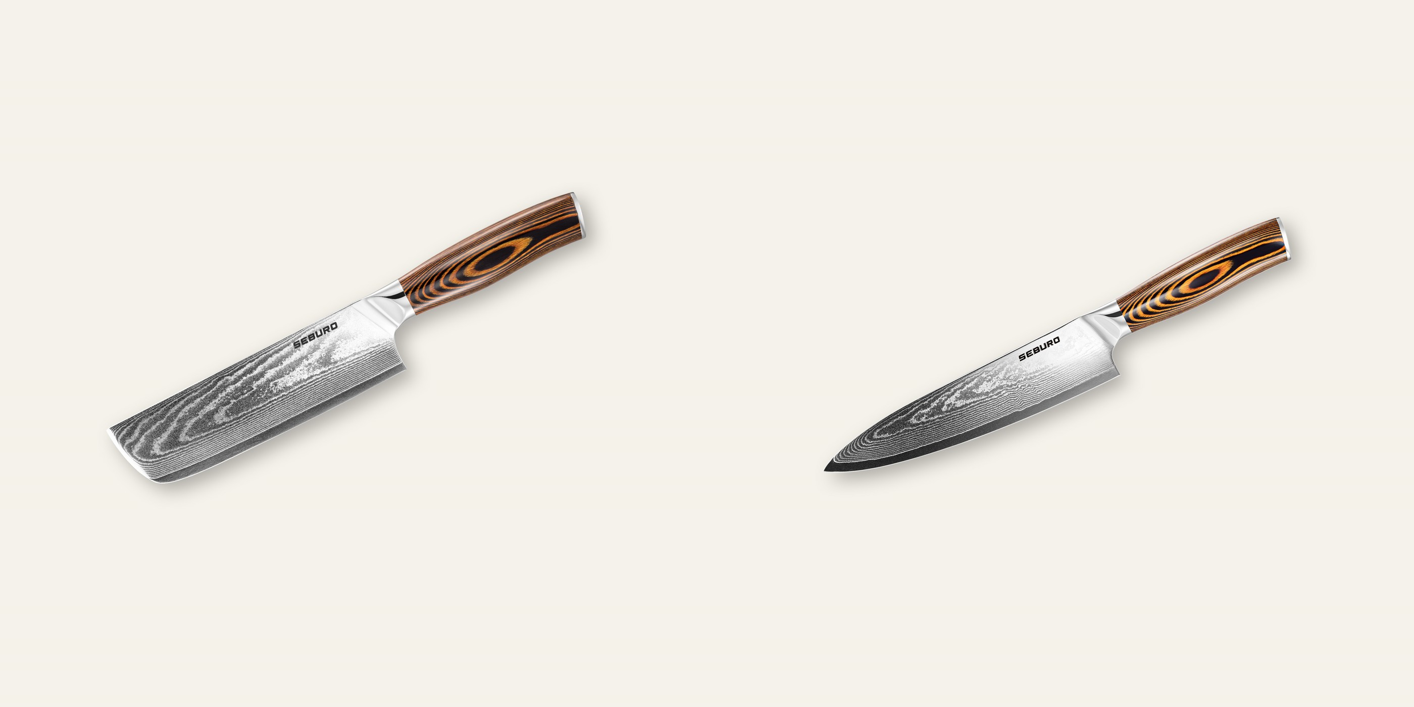 AKCIA 1+1 Nakiri nôž Seburo SUBAJA Damascus 175mm + Šéfkucharský nôž Seburo SUBAJA Damascus 200mm