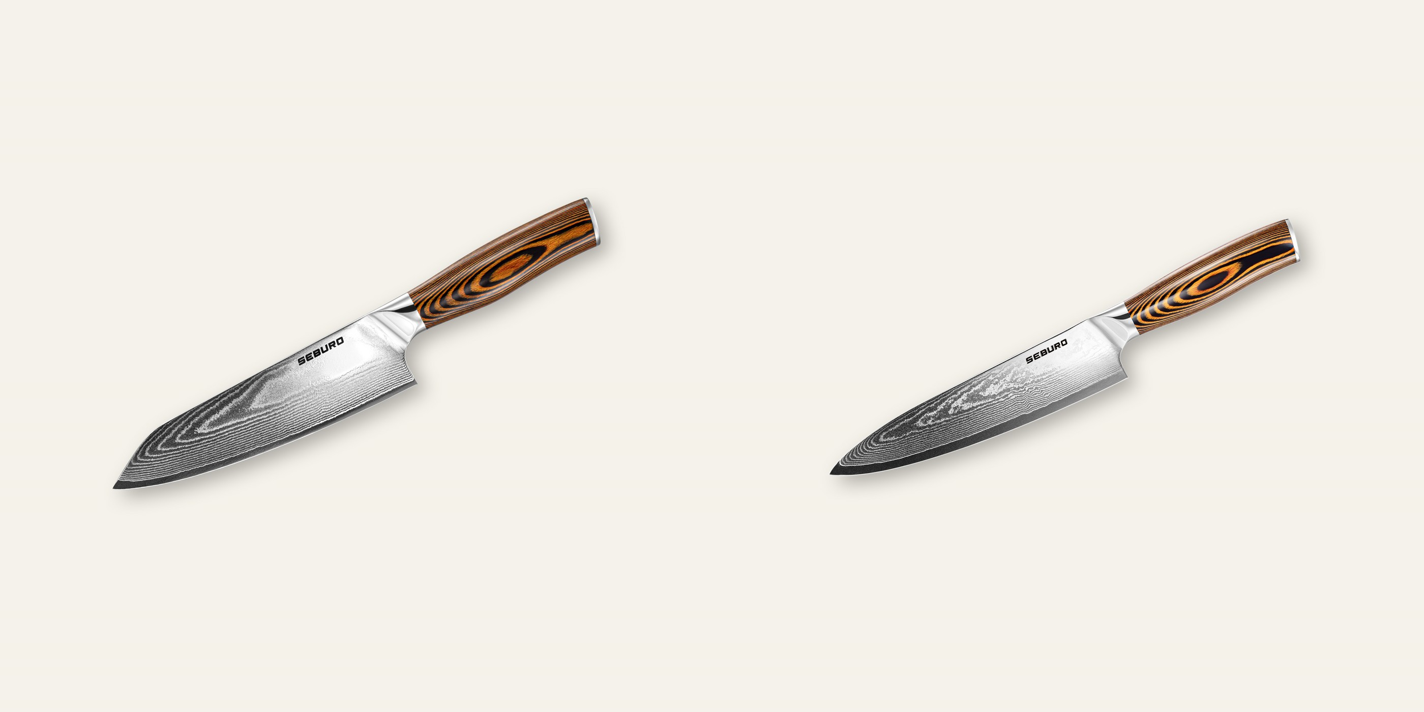 AKCIA 1+1 Kiritsuke (majster-šéf, santoku) nôž Seburo SUBAJA Damascus 180mm + Šéfkucharský nôž Seburo SUBAJA Damascus 200mm