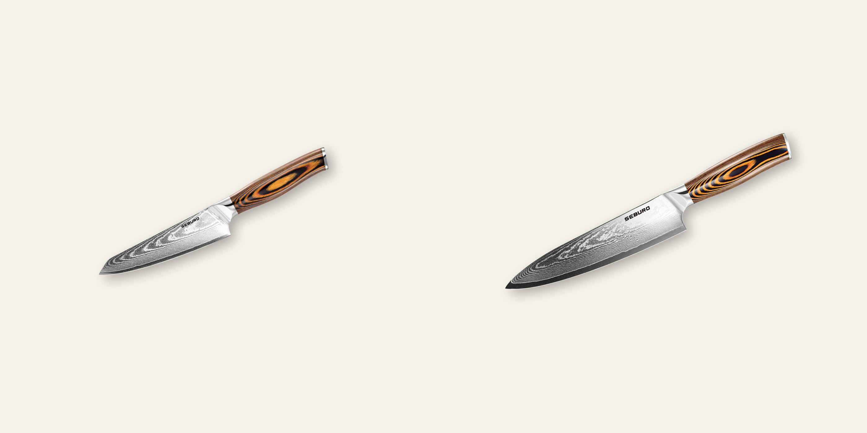 AKCIA 1+1 Honesuki (vykosťovací, univerzálny) nôž Seburo SUBAJA Damascus 130mm + Šéfkucharský nôž Seburo SUBAJA Damascus 200mm