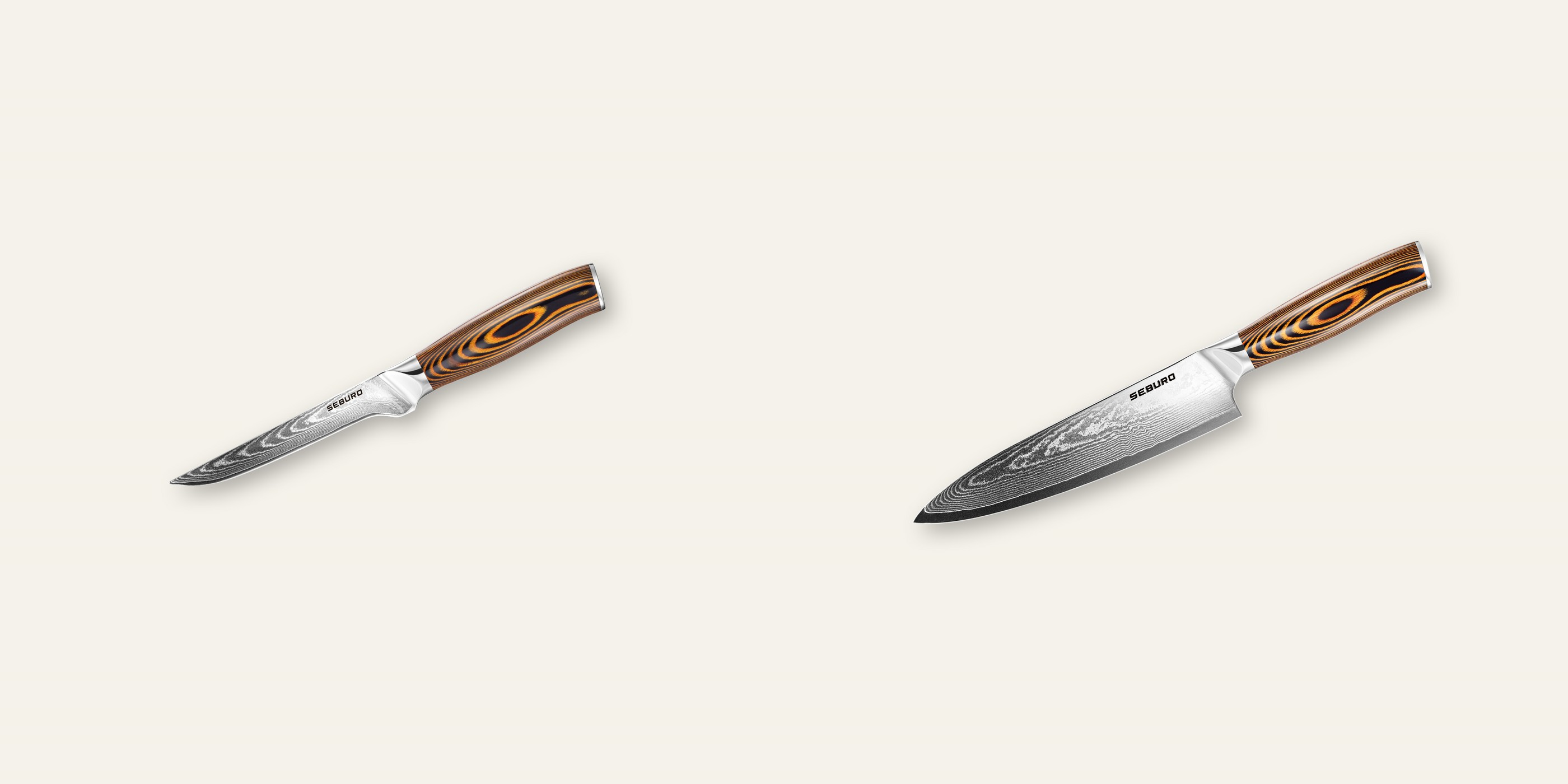 AKCIA 1+1 Vykosťovací nôž Seburo SUBAJA Damascus 150mm + Šéfkucharský nôž Seburo SUBAJA Damascus 200mm
