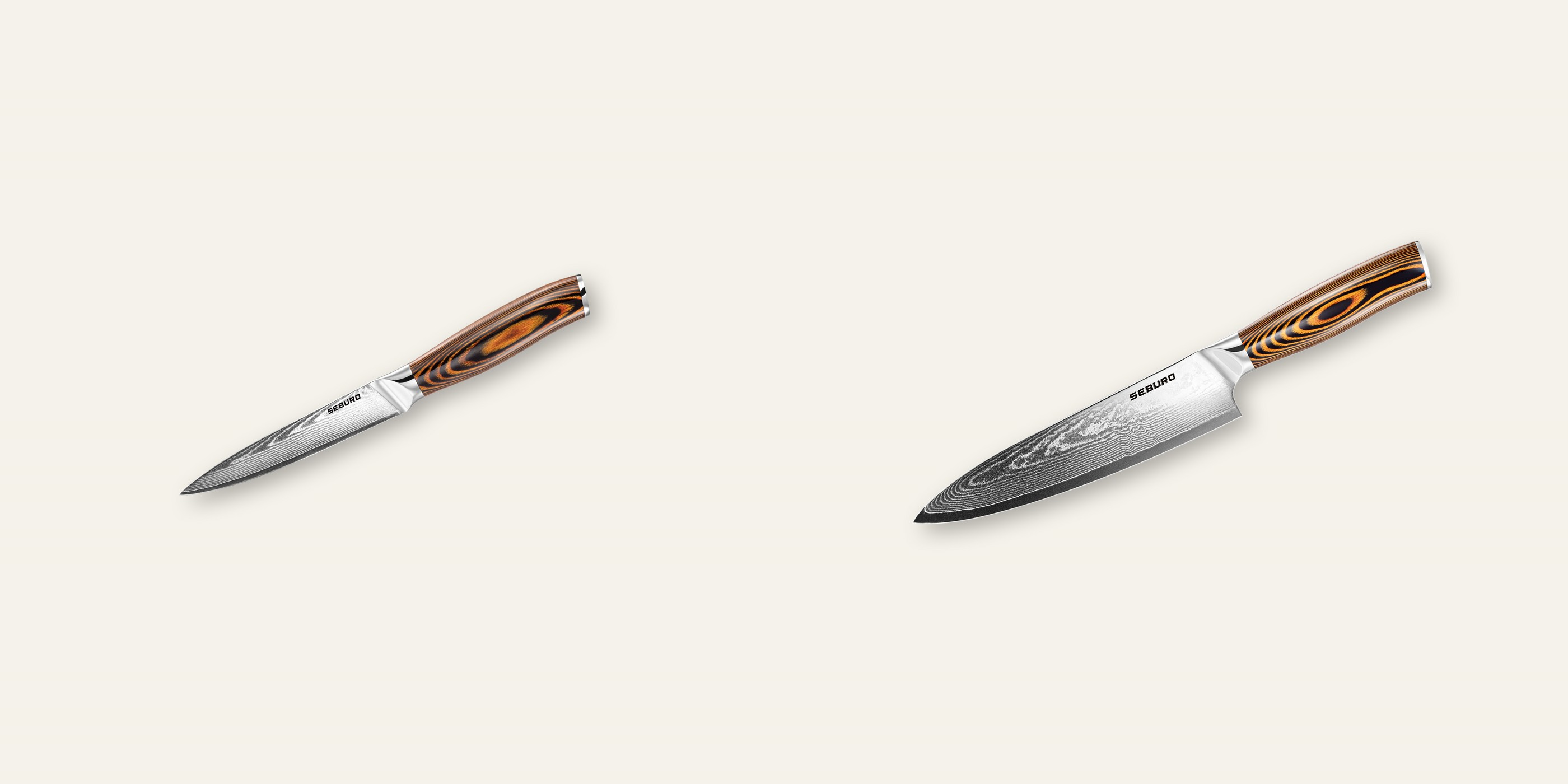 AKCIA 1+1 Kuchynský univerzálny nôž Seburo SUBAJA Damascus 130mm + Šéfkucharský nôž Seburo SUBAJA Damascus 200mm