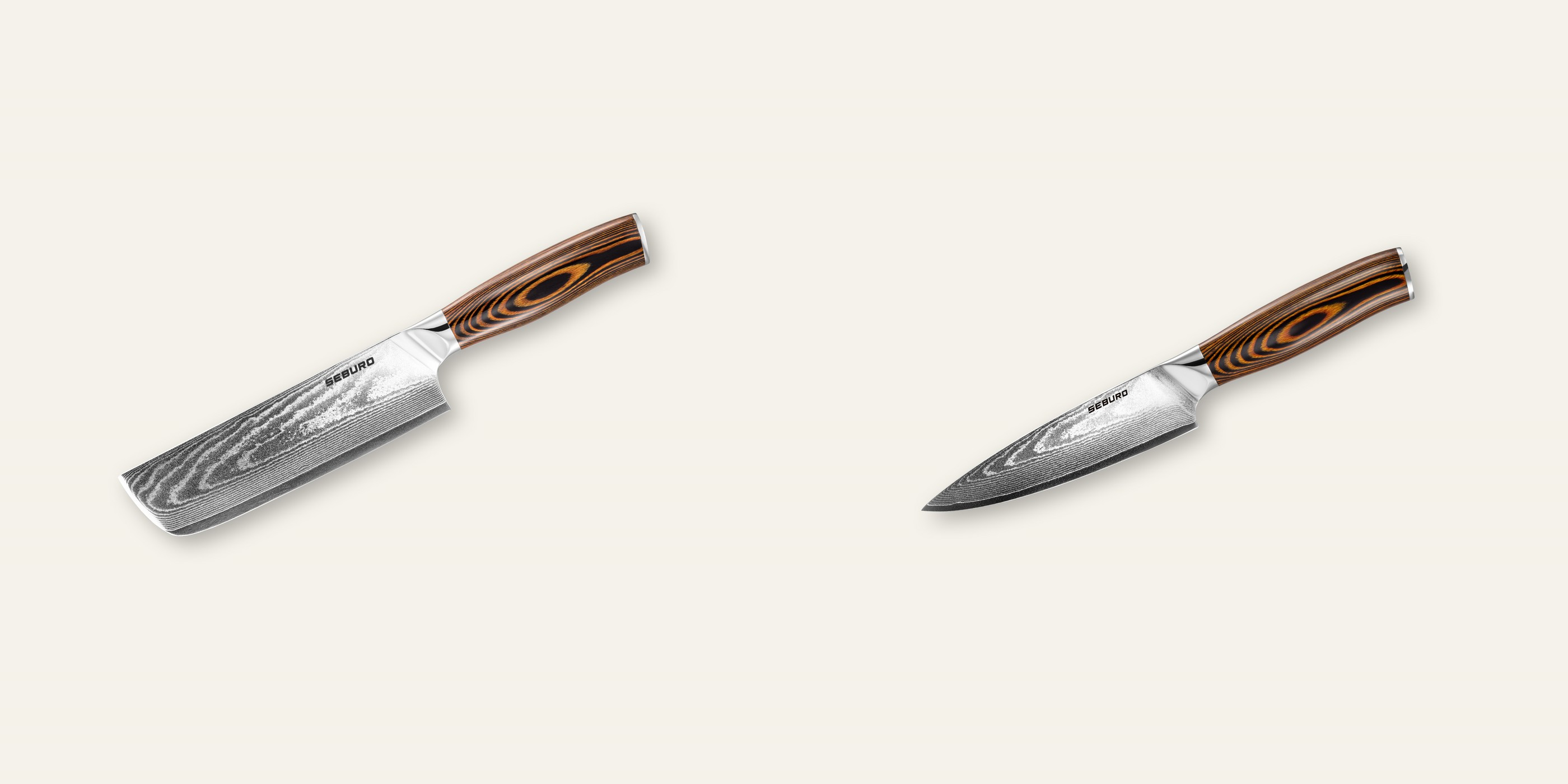 AKCIA 1+1 Nakiri nôž Seburo SUBAJA Damascus 175mm + Šéfkucharský nôž Seburo SUBAJA Damascus 150mm