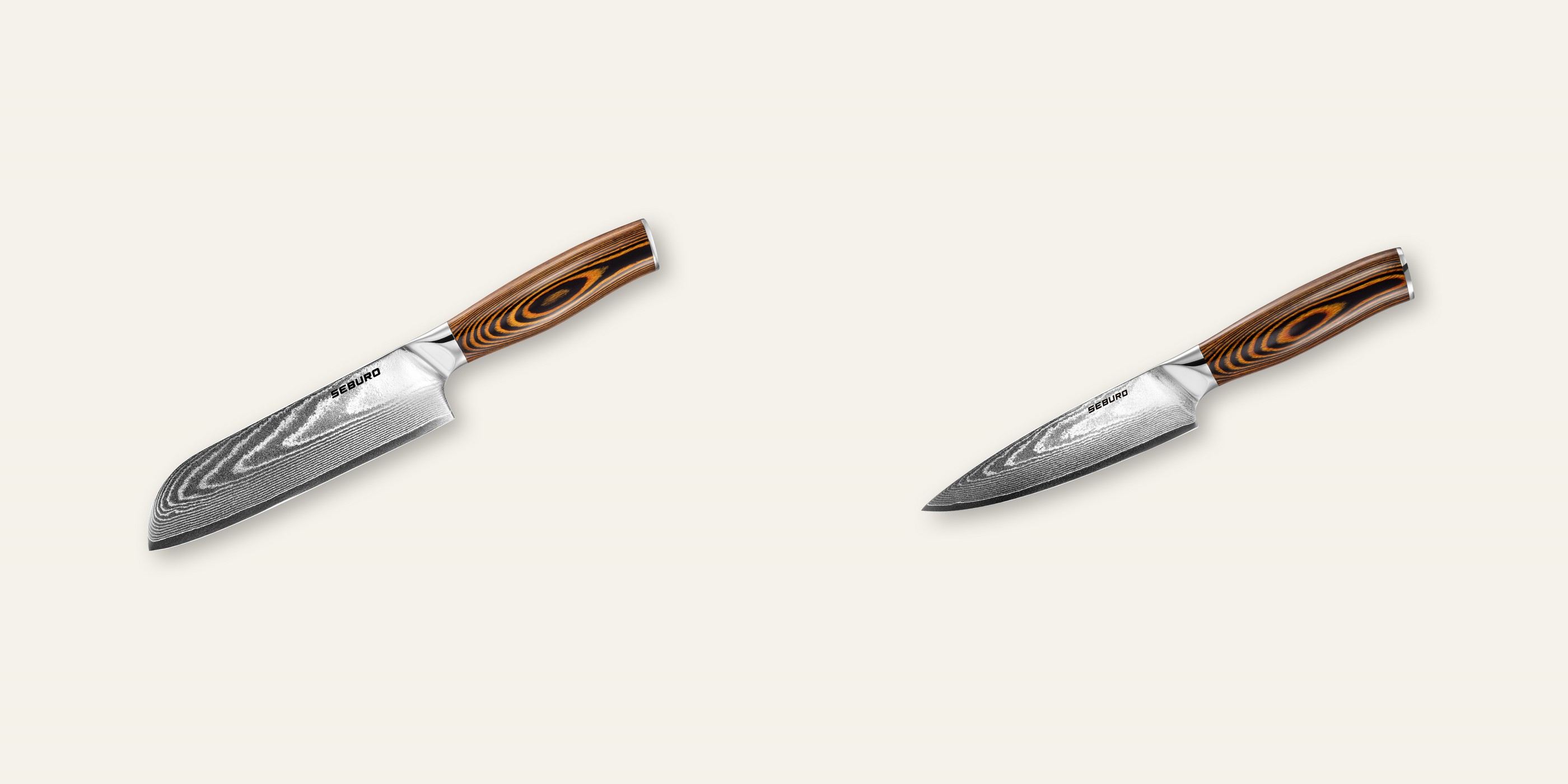 AKCIA 1+1 Santoku nôž Seburo SUBAJA Damascus 175mm + Šéfkucharský nôž Seburo SUBAJA Damascus 150mm