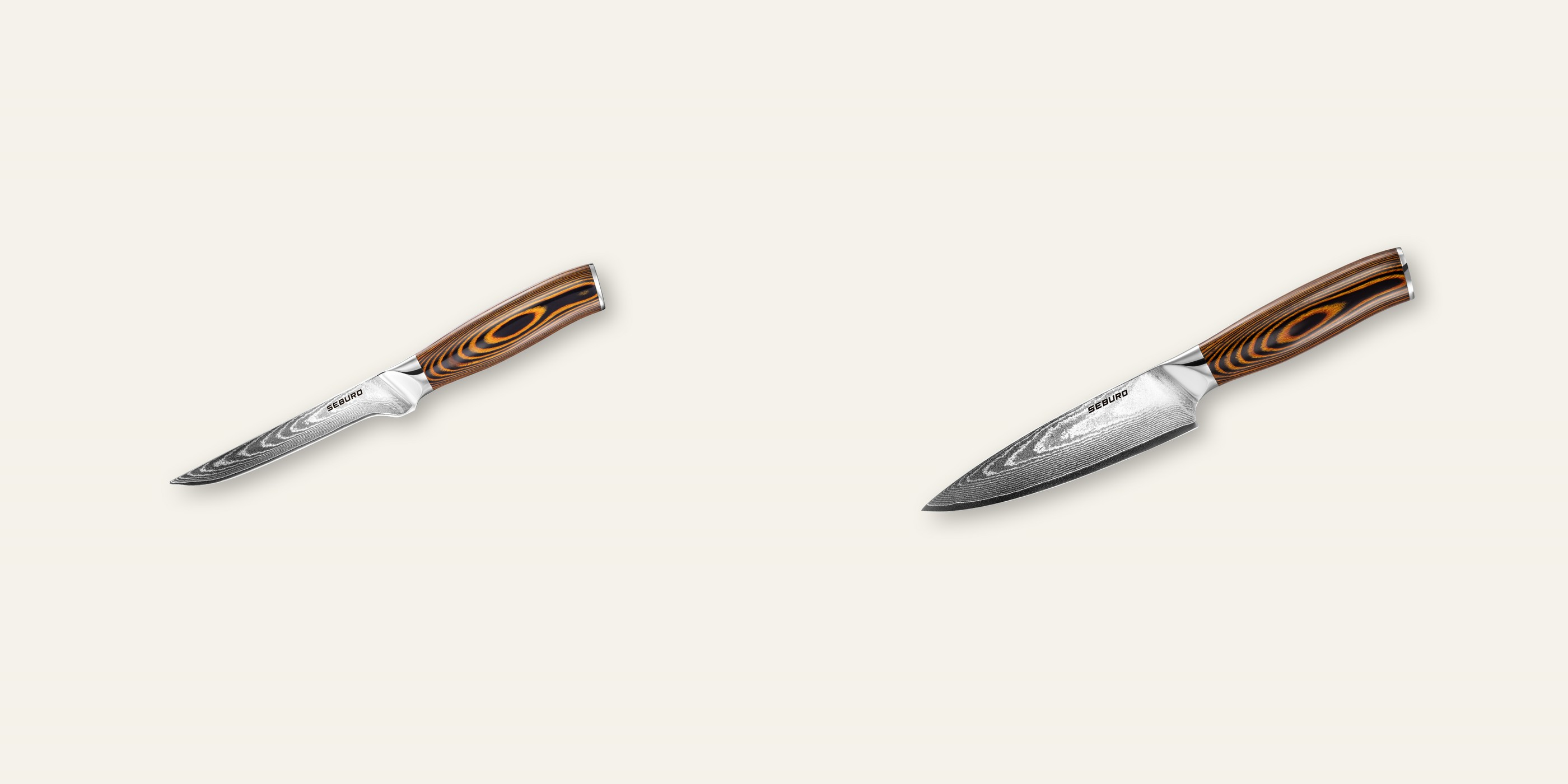 AKCIA 1+1 Vykosťovací nôž Seburo SUBAJA Damascus 150mm + Šéfkucharský nôž Seburo SUBAJA Damascus 150mm