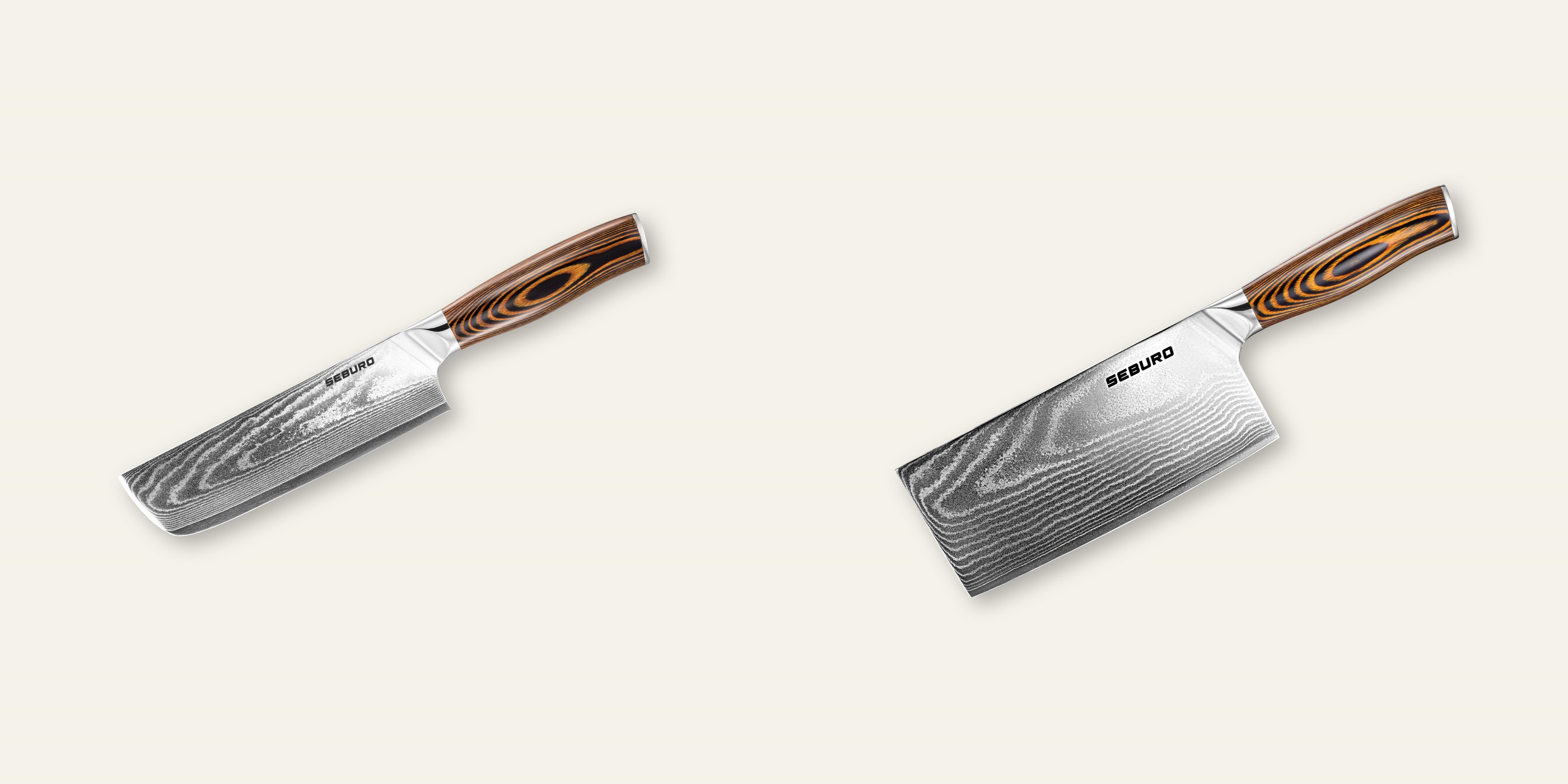 AKCIA 1+1 Nakiri nôž Seburo SUBAJA Damascus 175mm + Sekáček Seburo SUBAJA Damascus 180mm