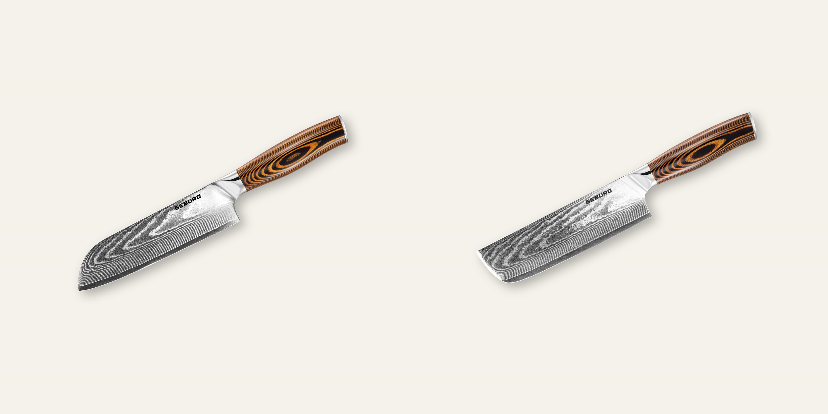 AKCIA 1+1 Santoku nôž Seburo SUBAJA Damascus 175mm + Nakiri nôž Seburo SUBAJA Damascus 175mm