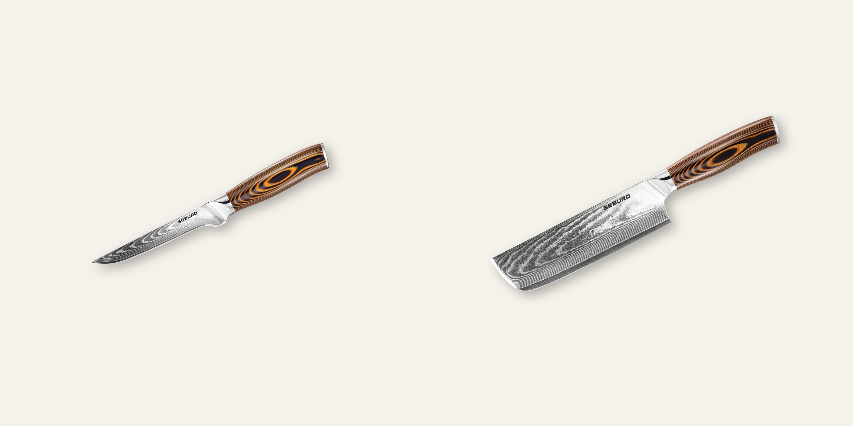 AKCIA 1+1 Vykosťovací nôž Seburo SUBAJA Damascus 150mm + Nakiri nôž Seburo SUBAJA Damascus 175mm
