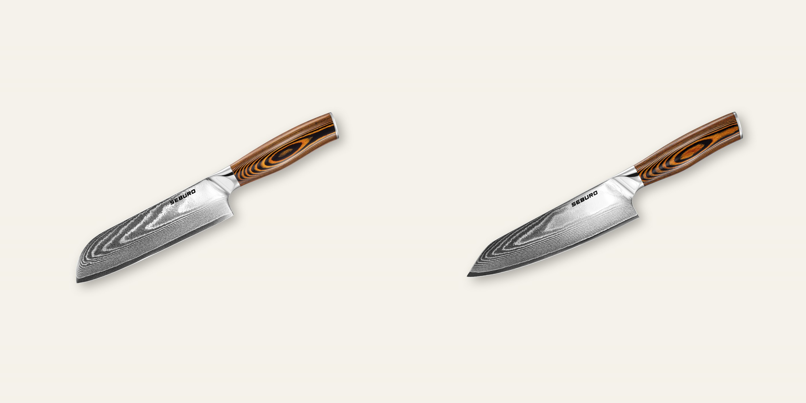 AKCIA 1+1 Santoku nôž Seburo SUBAJA Damascus 175mm + Kiritsuke (majster-šéf, santoku) nôž Seburo SUBAJA Damascus 180mm
