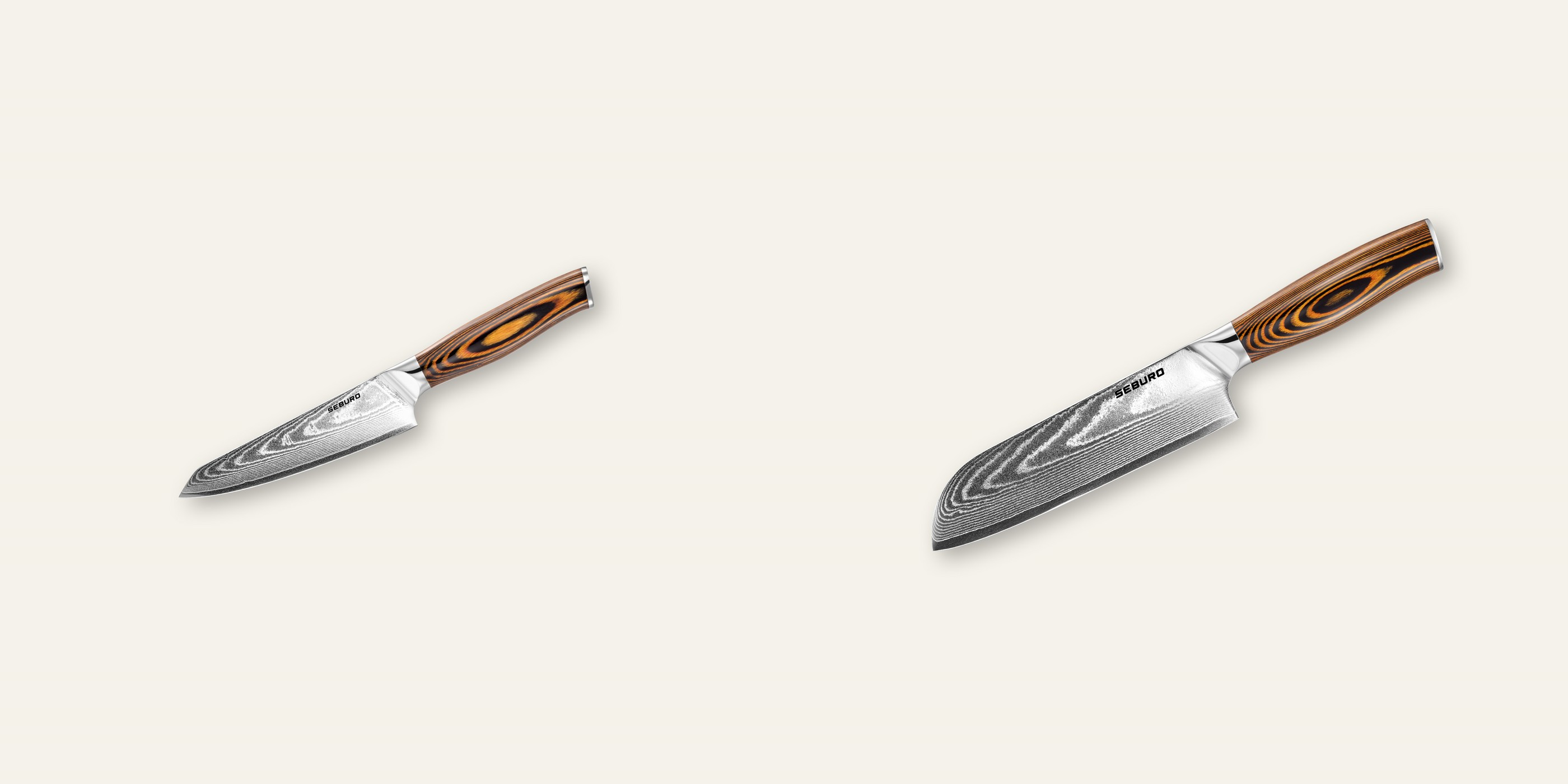 AKCIA 1+1 Honesuki (vykosťovací, univerzálny) nôž Seburo SUBAJA Damascus 130mm + Santoku nôž Seburo SUBAJA Damascus 175mm
