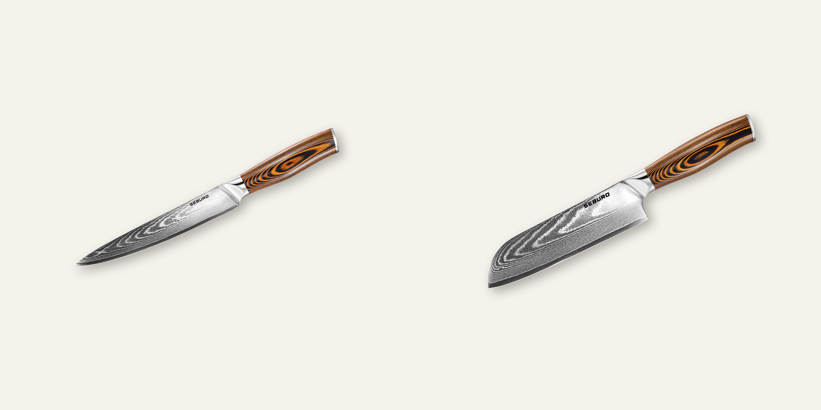 AKCIA 1+1 Plátkovací nôž Seburo SUBAJA Damascus 195mm + Santoku nôž Seburo SUBAJA Damascus 175mm