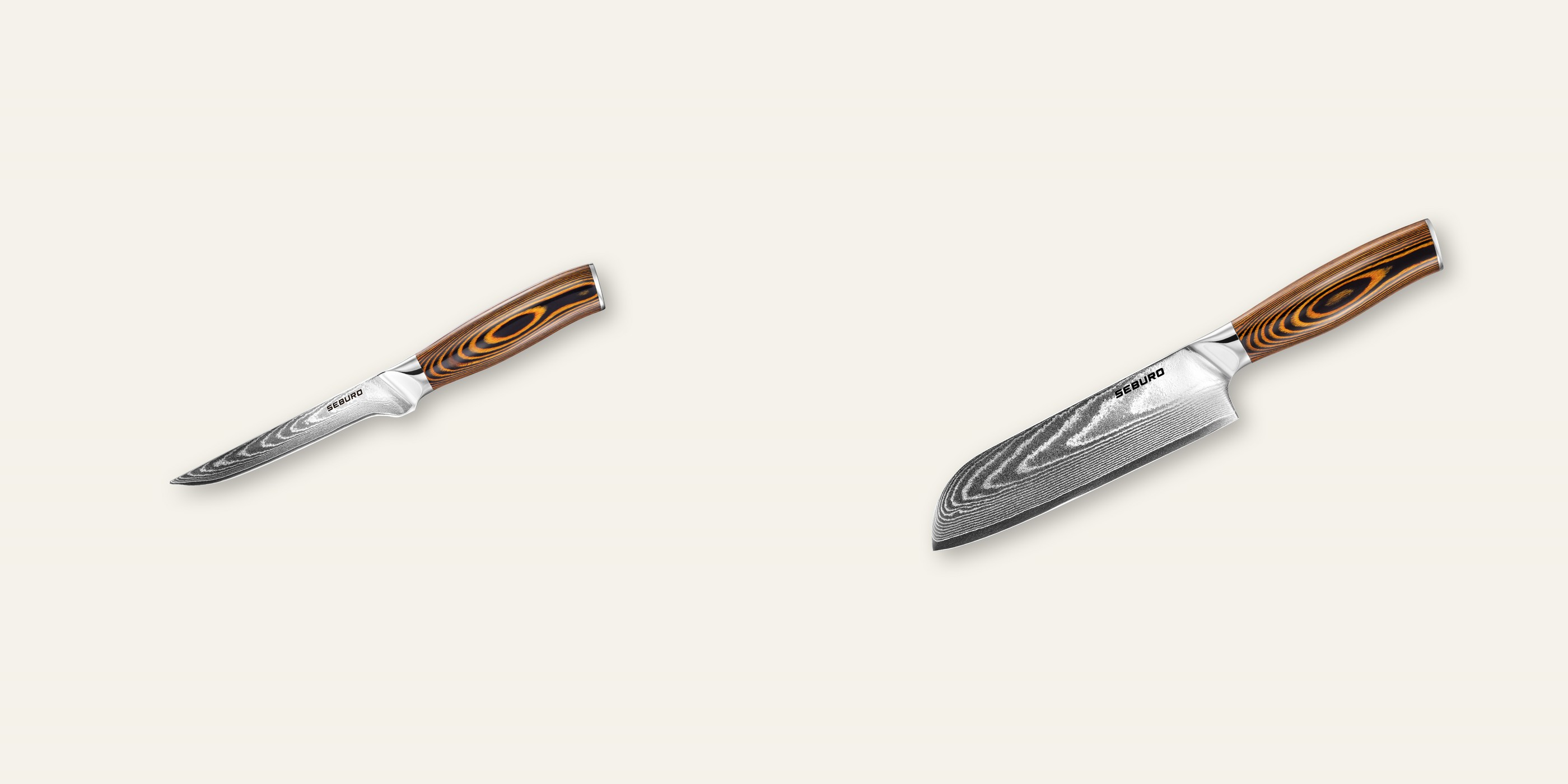 AKCIA 1+1 Vykosťovací nôž Seburo SUBAJA Damascus 150mm + Santoku nôž Seburo SUBAJA Damascus 175mm