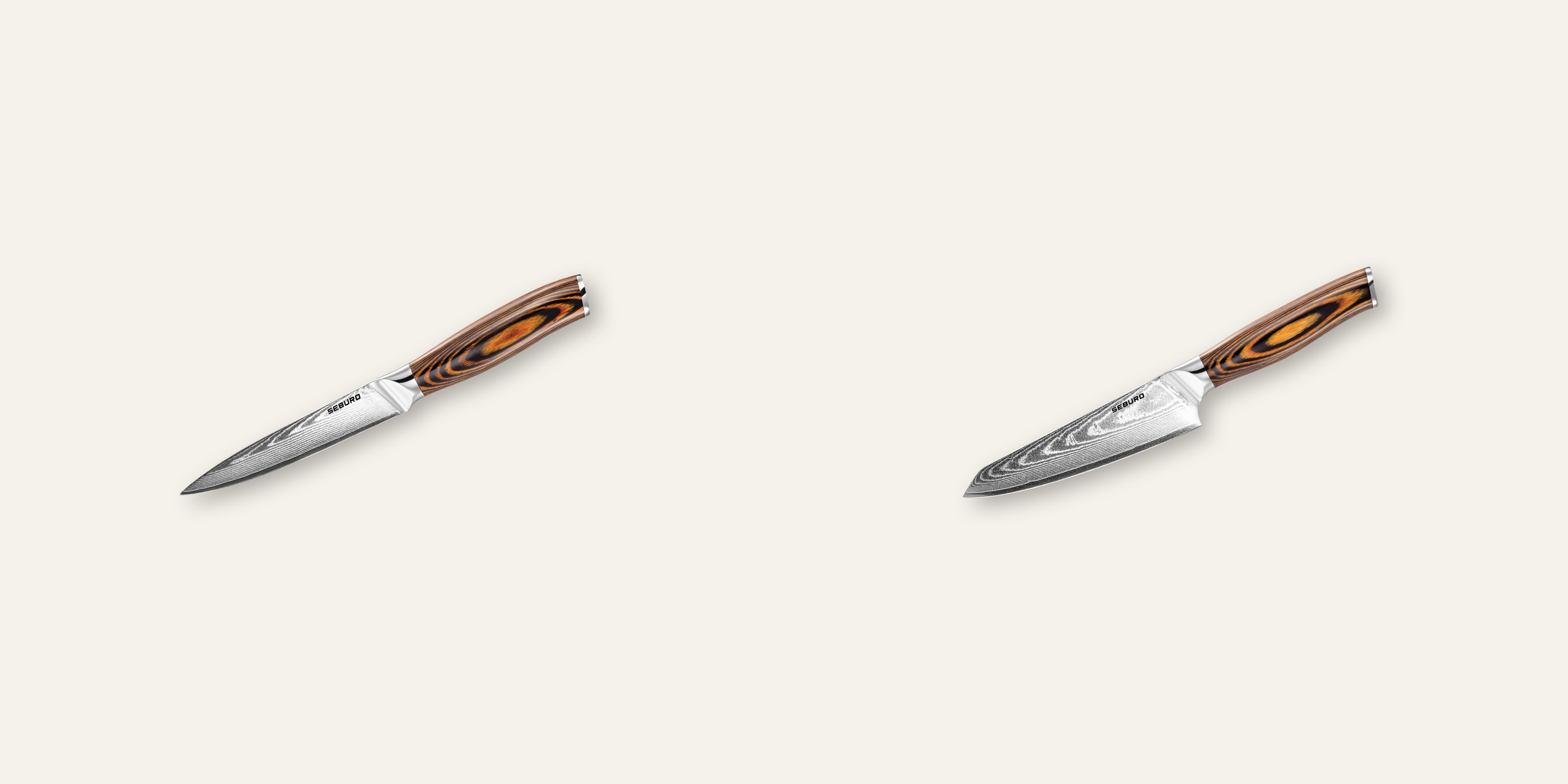 AKCIA 1+1 Kuchynský univerzálny nôž Seburo SUBAJA Damascus 130mm + Honesuki (vykosťovací, univerzálny) nôž Seburo SUBAJA Damascus 130mm
