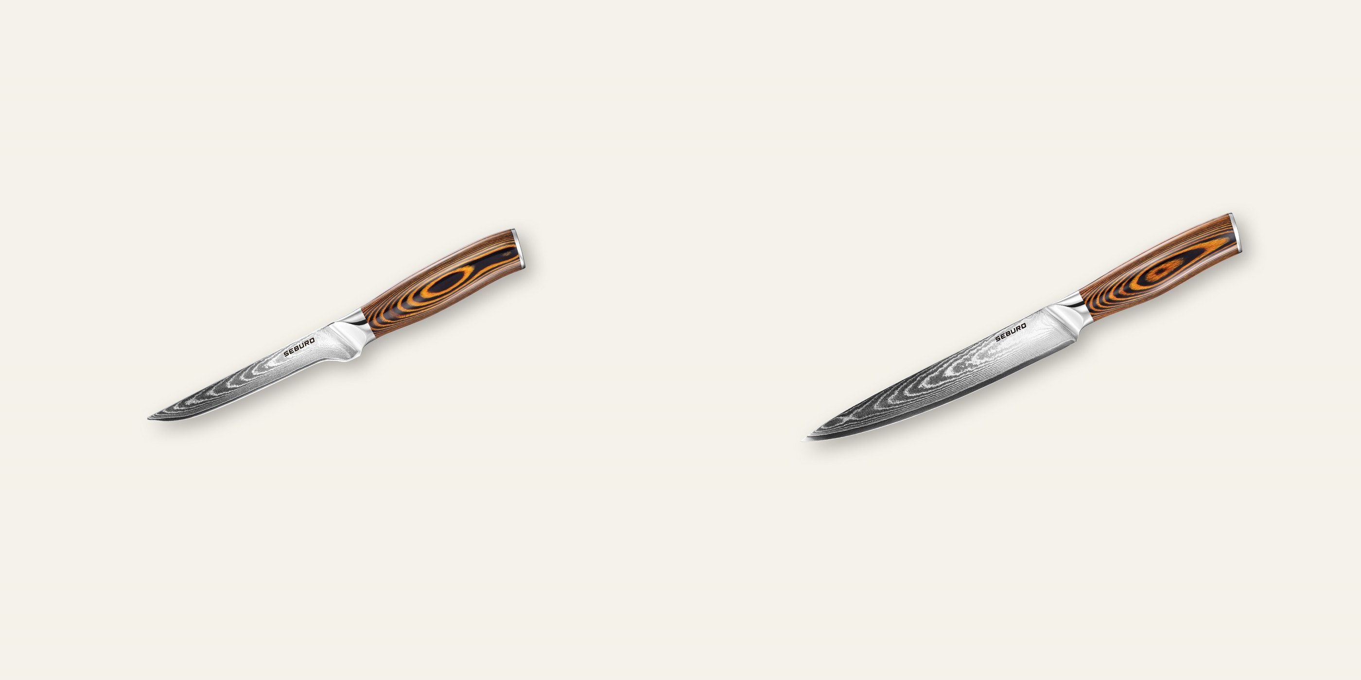AKCIA 1+1 Vykosťovací nôž Seburo SUBAJA Damascus 150mm + Plátkovací nôž Seburo SUBAJA Damascus 195mm