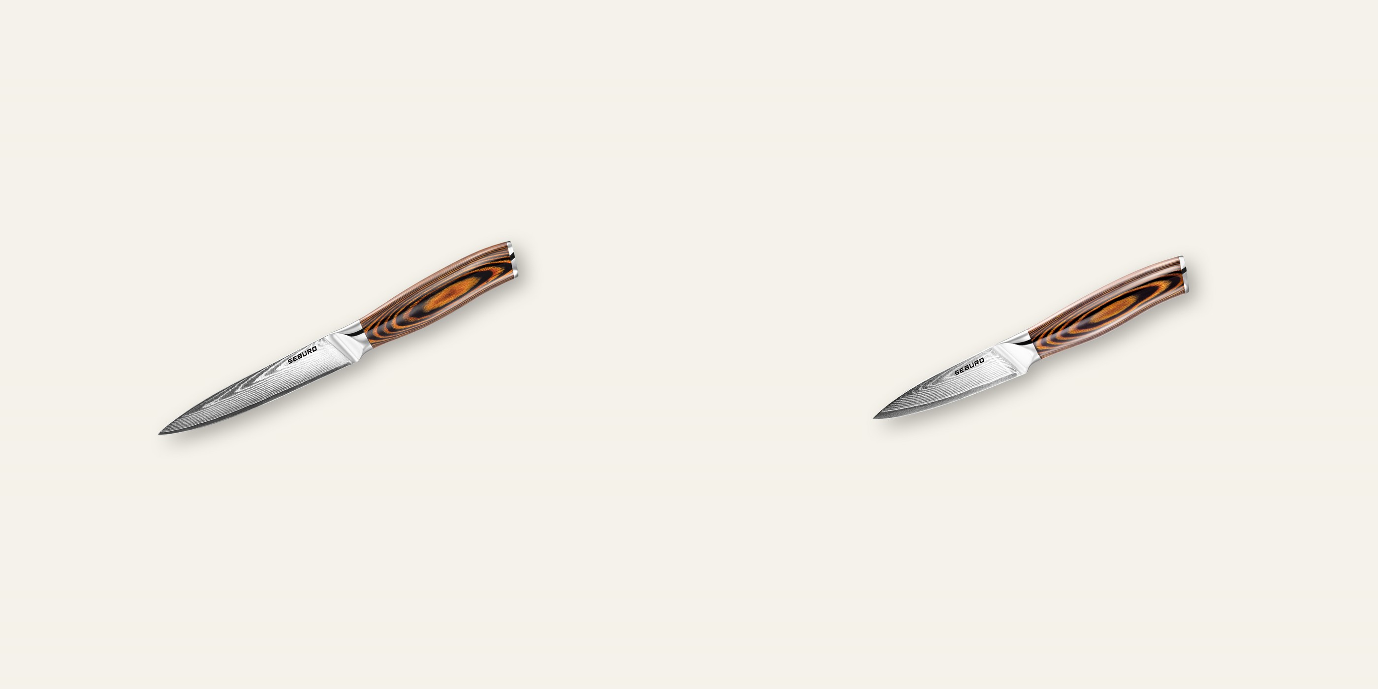 AKCIA 1+1 Kuchynský univerzálny nôž Seburo SUBAJA Damascus 130mm + Nôž na ovocie a zeleninu Seburo SUBAJA Damascus 95mm