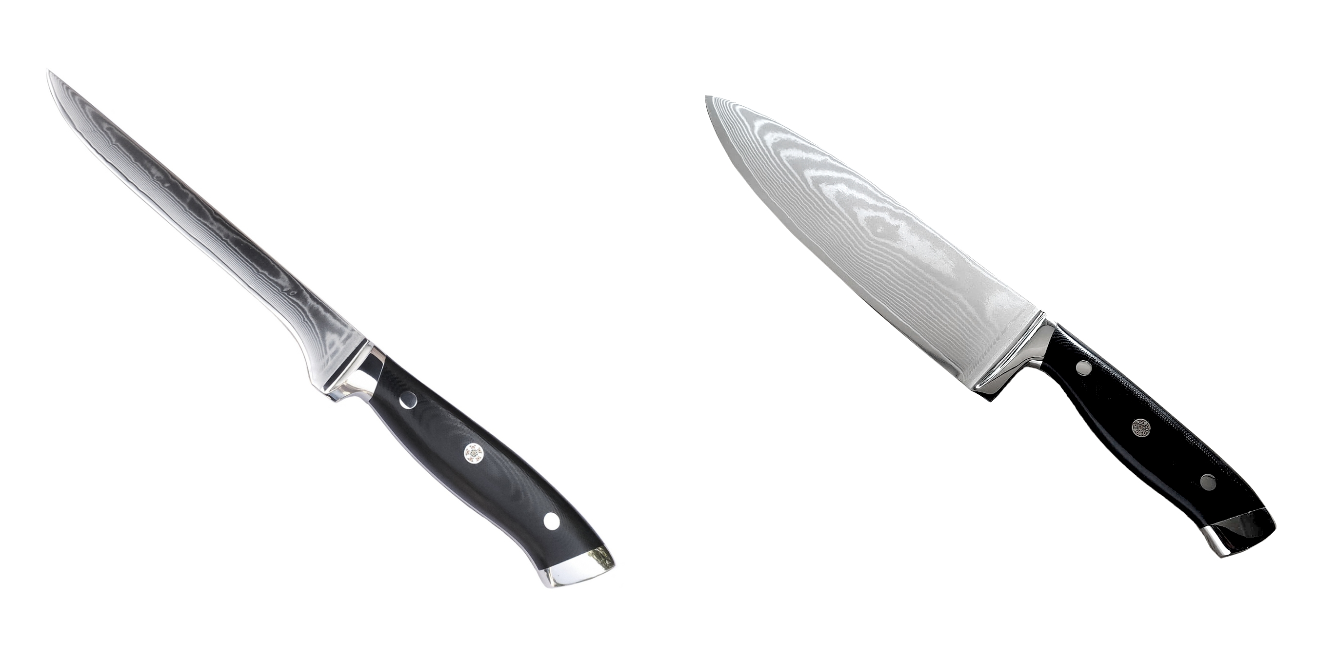 AKCIA 1+1 Vykosťovací nôž Seburo WEST Professional Damascus 170mm + Šéfkucharský nôž Seburo WEST Professional Damascus 220mm