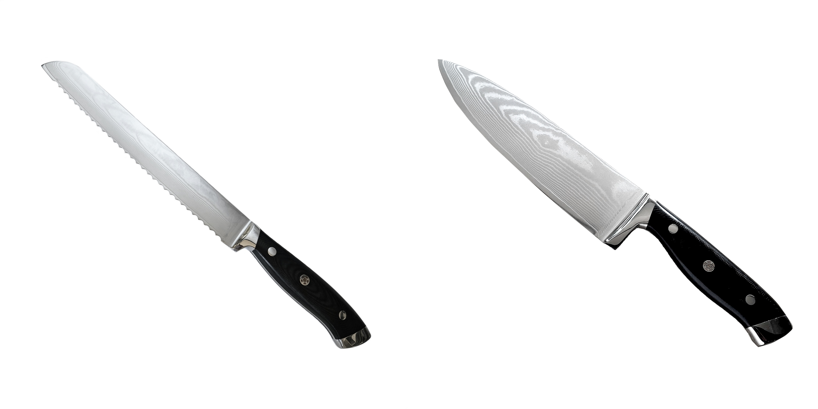 AKCIA 1+1 Nůž na pečivo Seburo WEST Professional Damascus 200mm + Šéfkucharský nôž Seburo WEST Professional Damascus 220mm