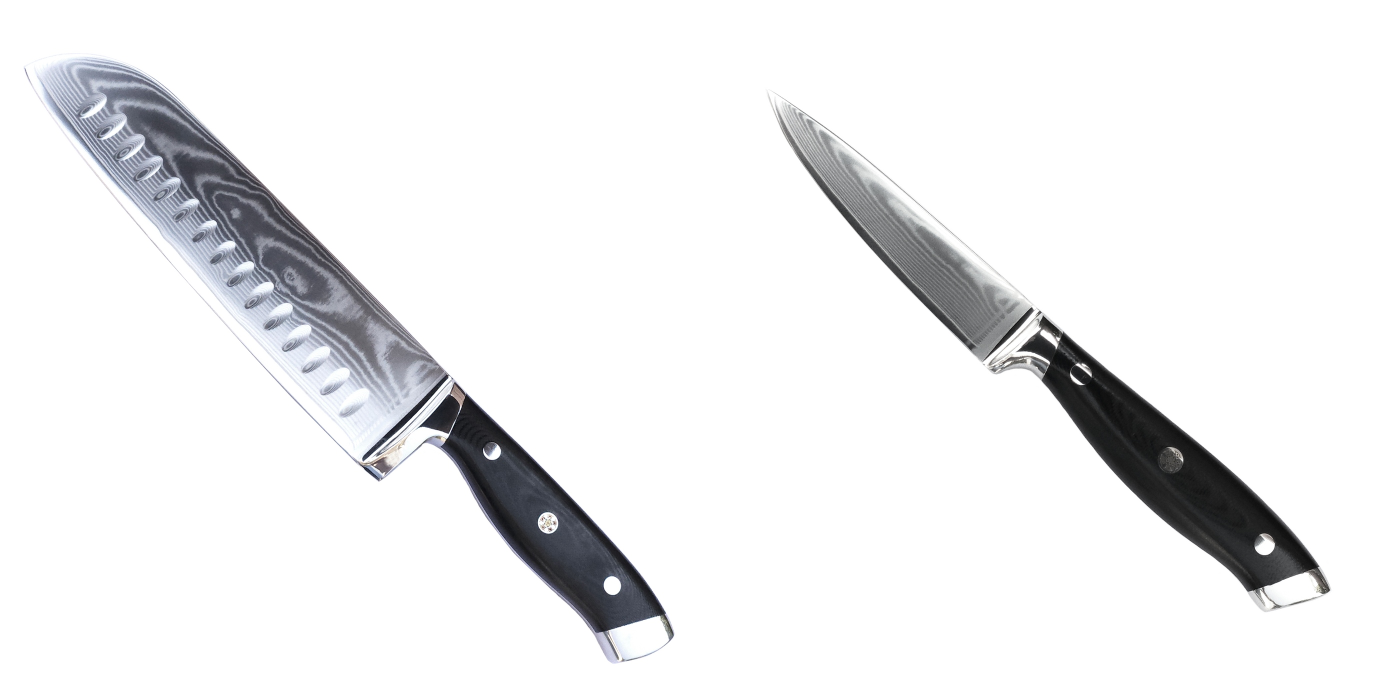 AKCIA 1+1 Santoku nůž Seburo WEST Professional Damascus 190mm + Nôž na ovocie a zeleninu Seburo WEST Professional Damascus 90mm