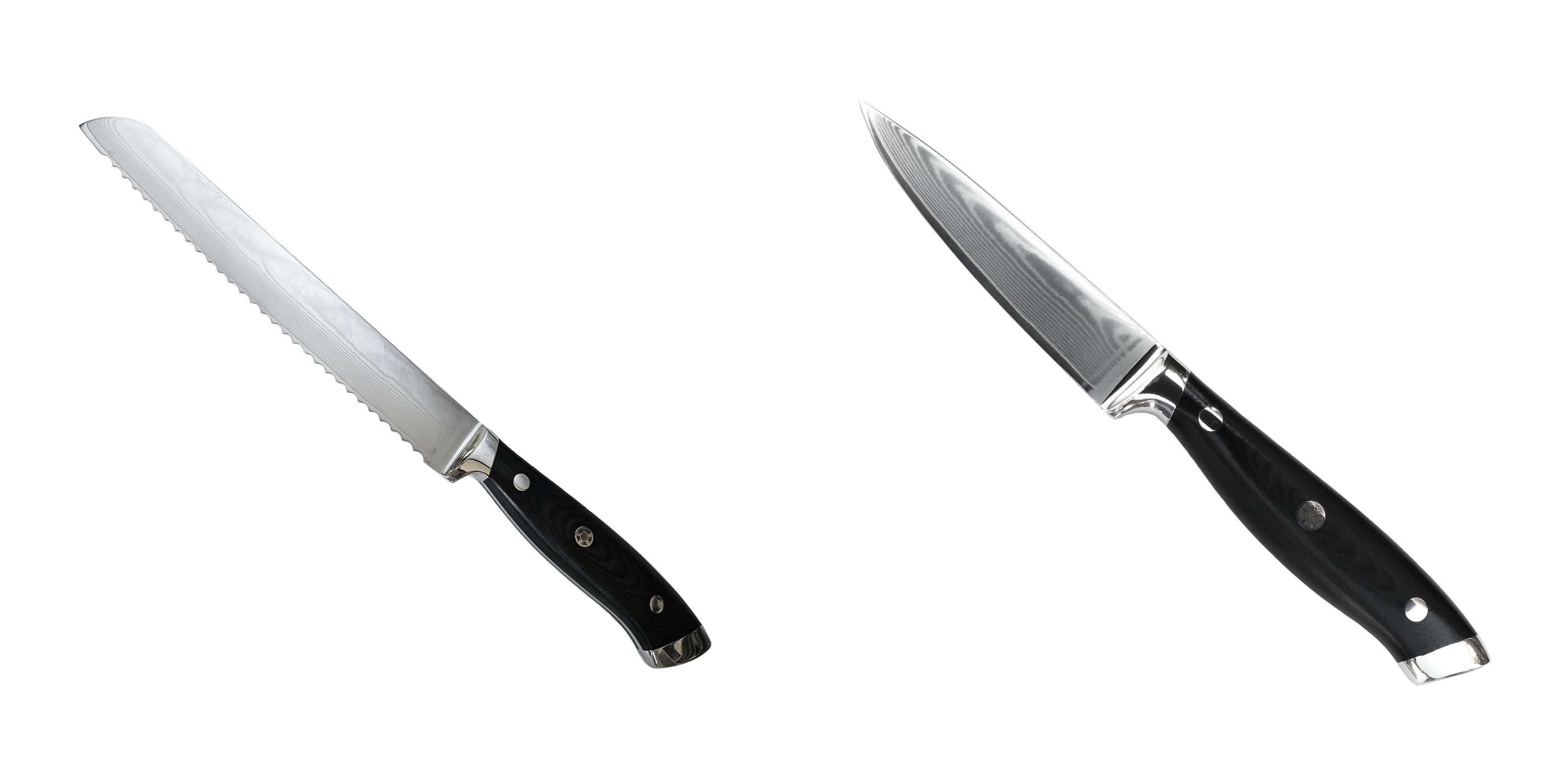 AKCIA 1+1 Nůž na pečivo Seburo WEST Professional Damascus 200mm + Nôž na ovocie a zeleninu Seburo WEST Professional Damascus 90mm
