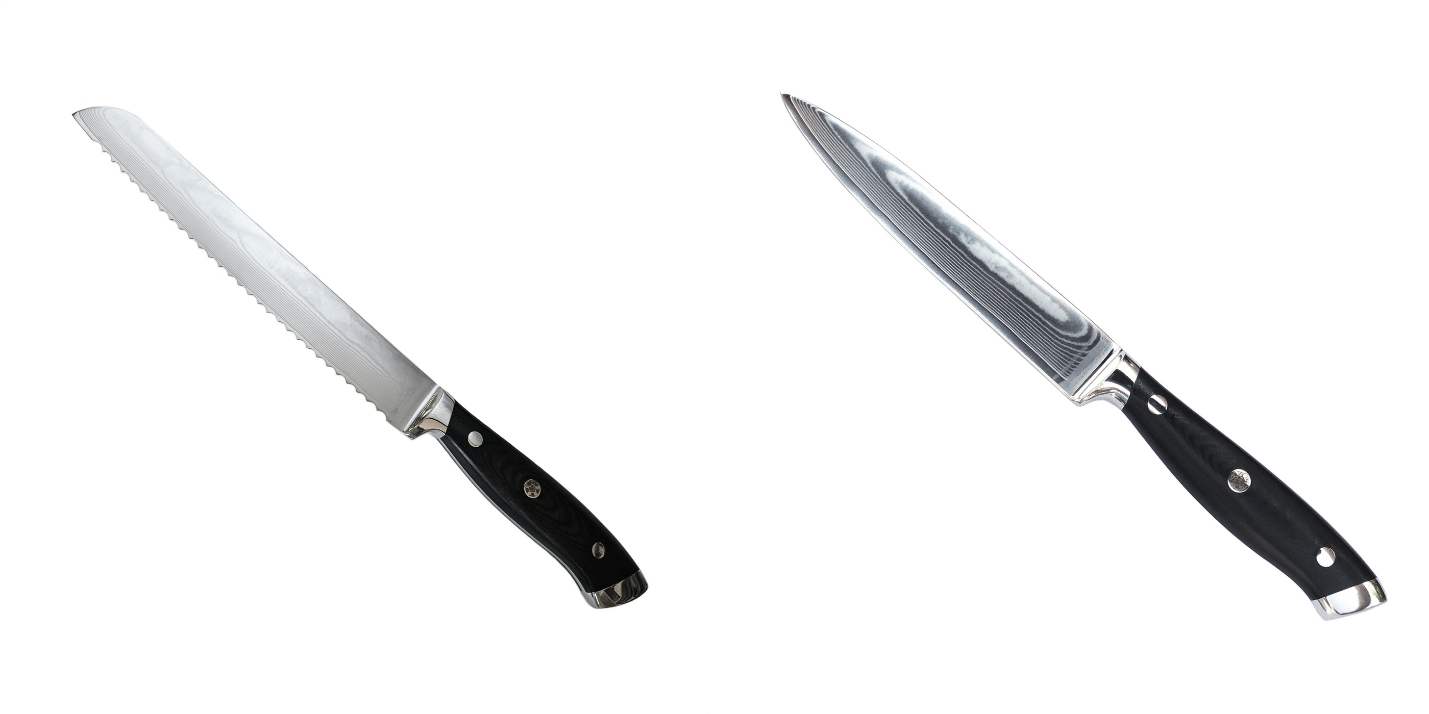 AKCIA 1+1 Nůž na pečivo Seburo WEST Professional Damascus 200mm + Kuchynský univerzální nůž Seburo WEST Professional Damascus 130mm