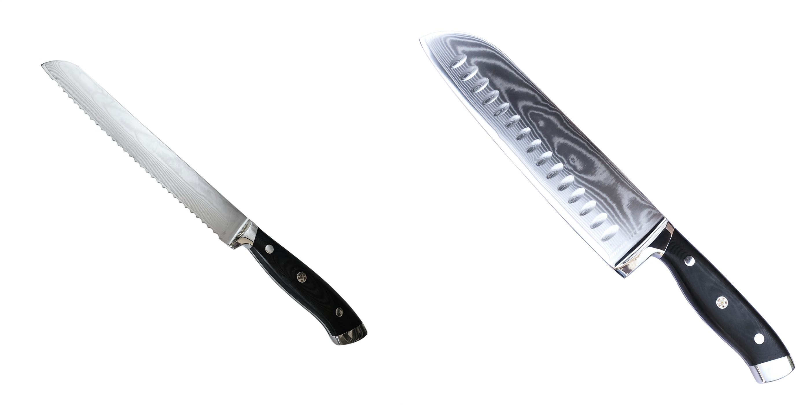 AKCIA 1+1 Nůž na pečivo Seburo WEST Professional Damascus 200mm + Santoku nůž Seburo WEST Professional Damascus 190mm